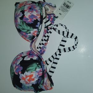 Black floral floral bra swimsuit top